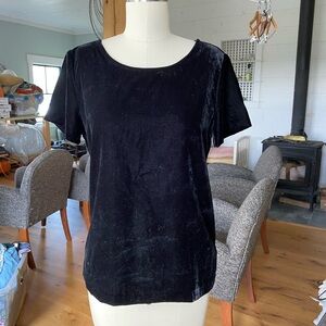 J. Crew Elegant Black Short Sleeve Velvet Tee